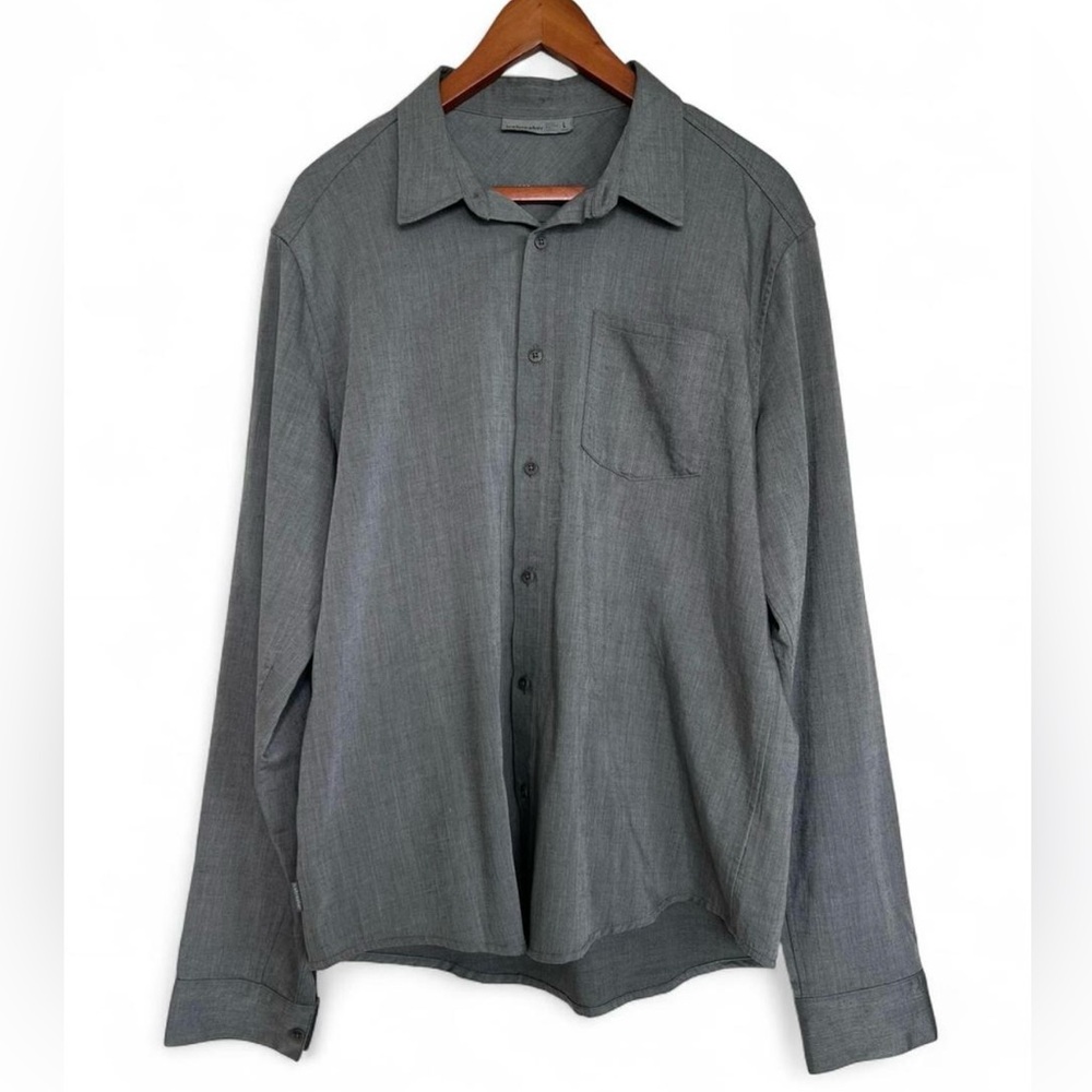 Icebreaker Men’s Merino Wool Blend Button-Up Shirt Gray Size L